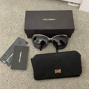 Dolce & Gabbana Cat Eye Sunglasses W/ Gold Rim